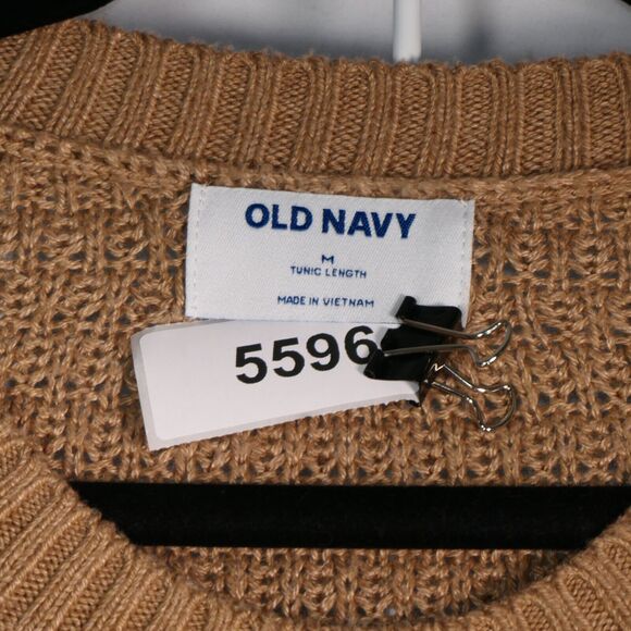 Old Navy Tunic Sweater Women Medium Blue Brown Colorblock Stripe Pretty Knit - Picture 5 of 5